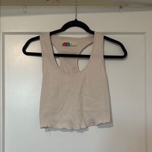 Free people beach fp ivory light pink cropped ribbed racerback tank